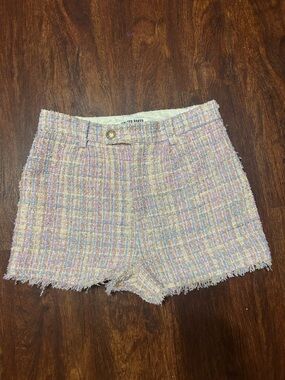 Walter Baker Pastel Tweed High-Waist Shorts - Pink, Blue & Cream